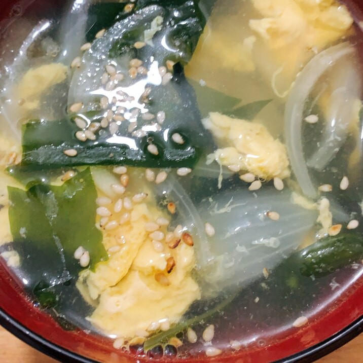 具沢山☆もやしとわかめと卵の中華スープ